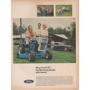 1967 Ford Mustang Lawn Tractor Vtg Print Ad Riding Mower People With Lawns Rare
